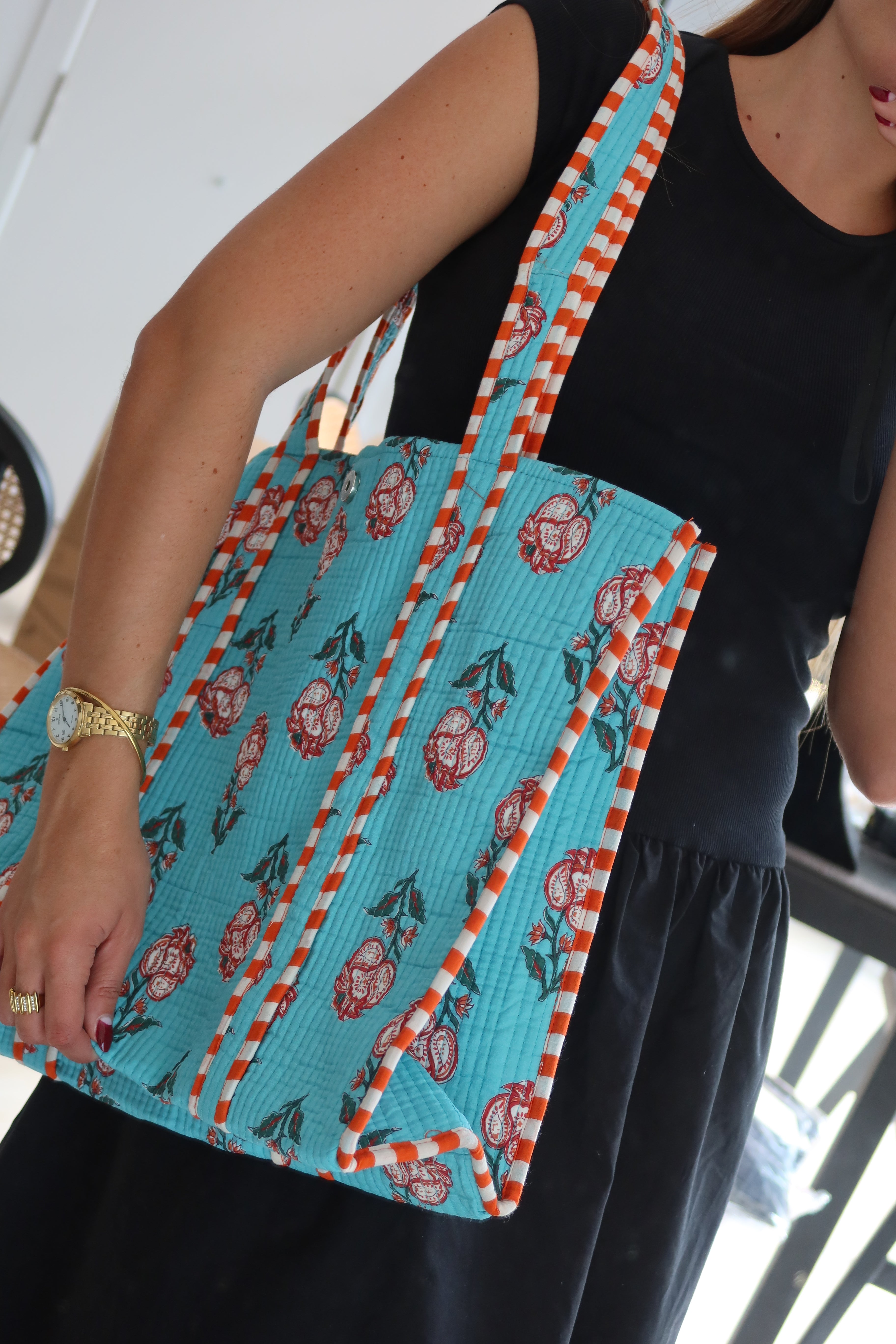 Bolso Rayas Turquesas