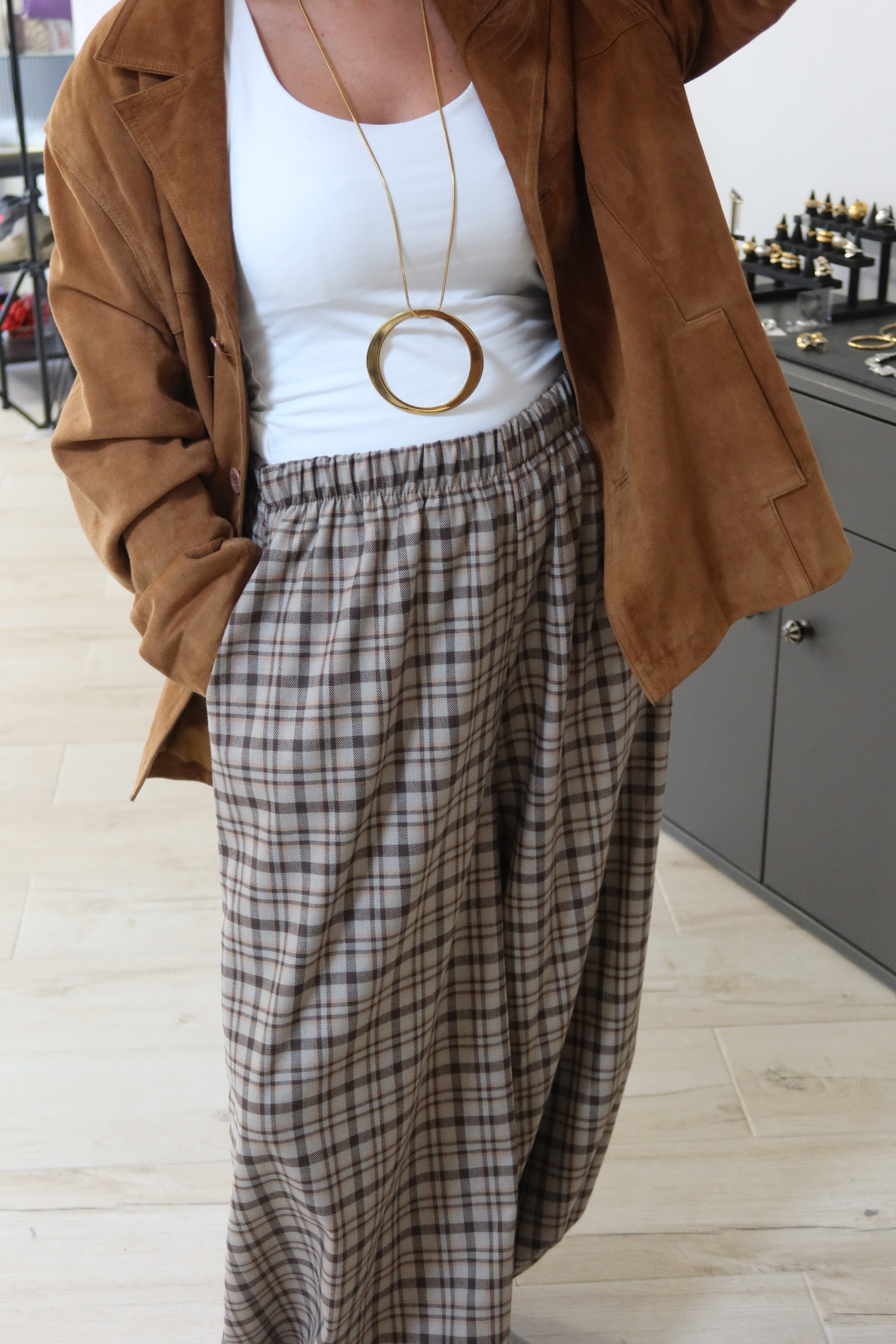 Pantalón Bombacho Cuadron Gris