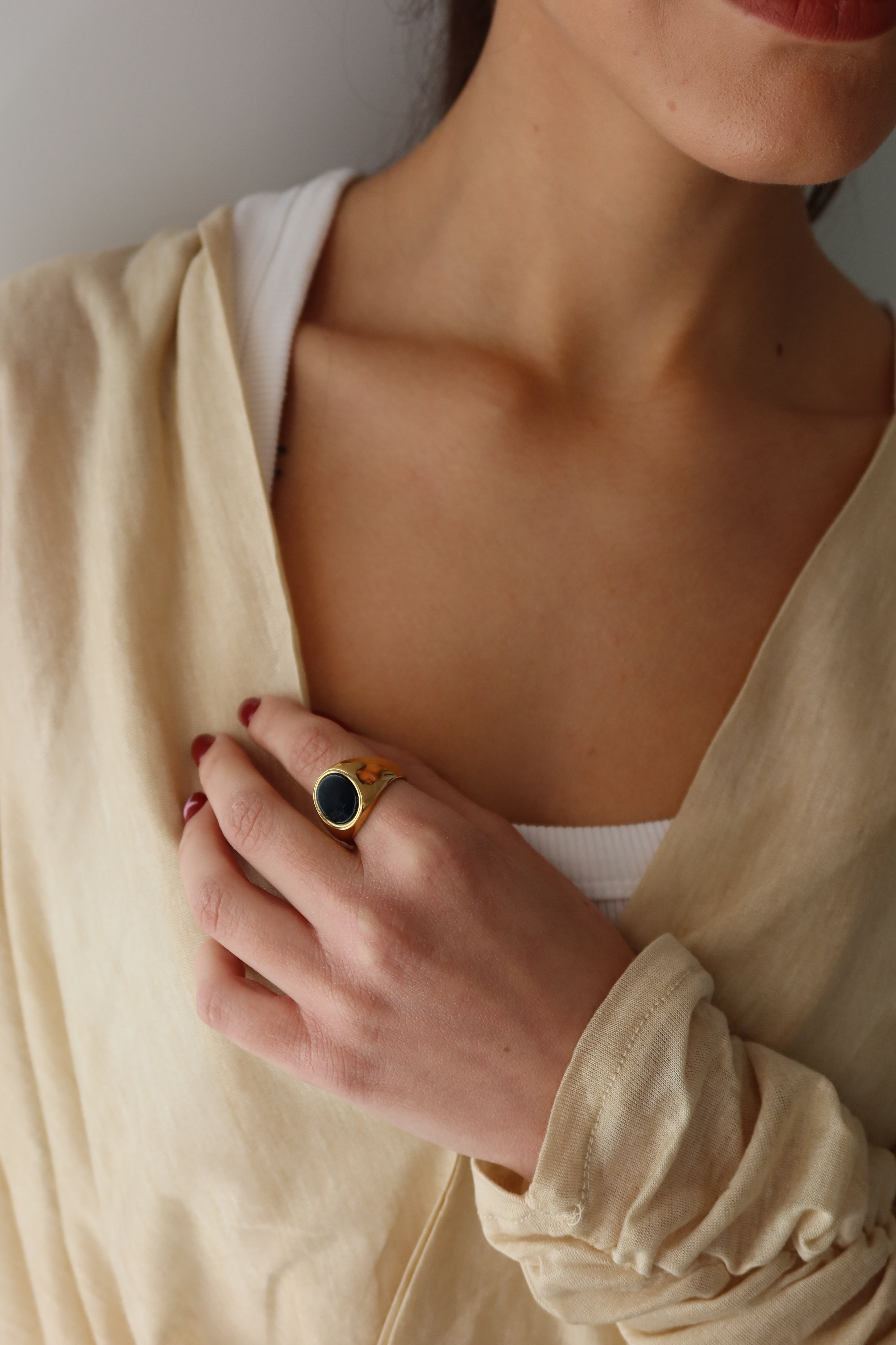 Anillo Sello Black Round