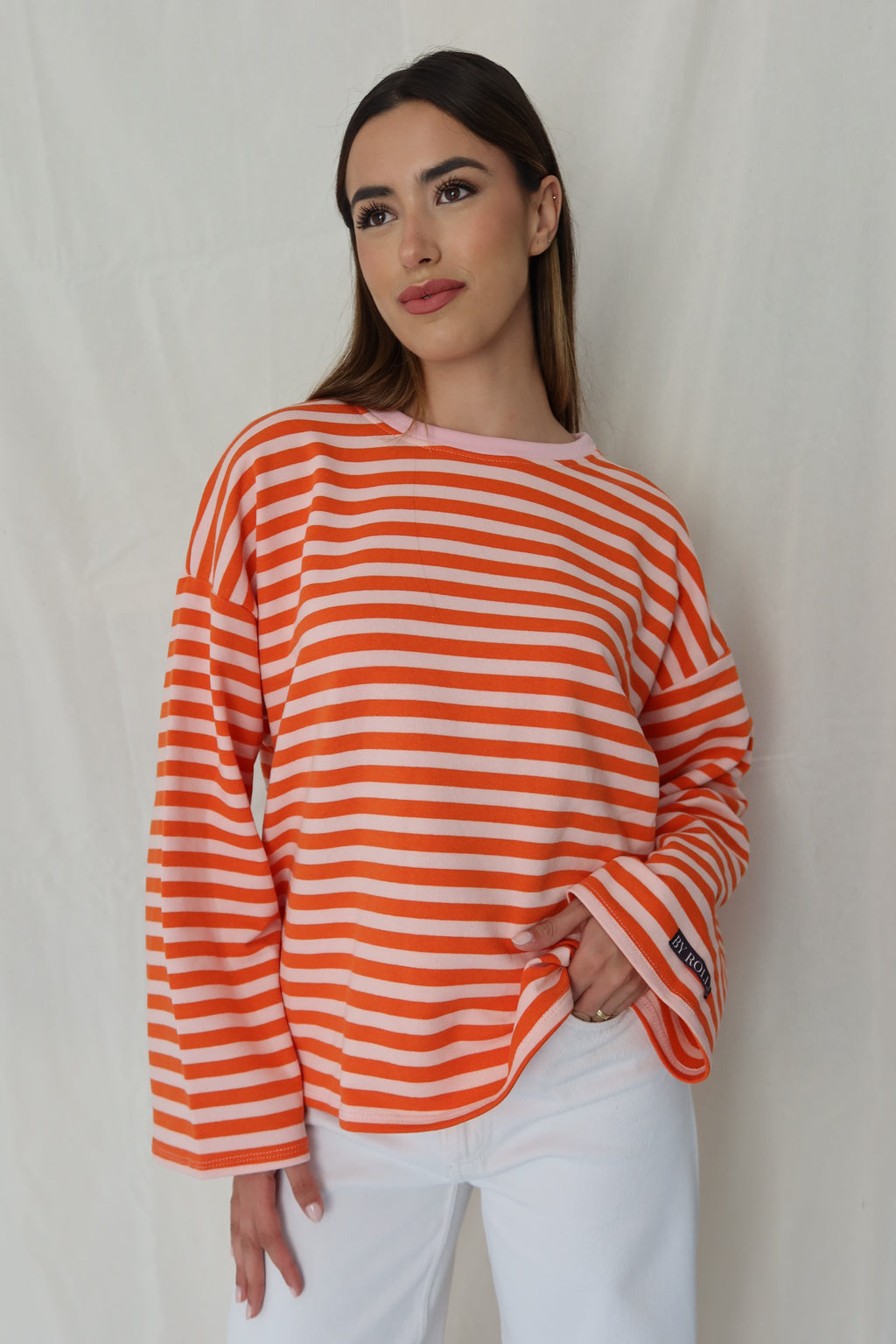 Sudadera Rayas Rosa/Naranja Personalizable