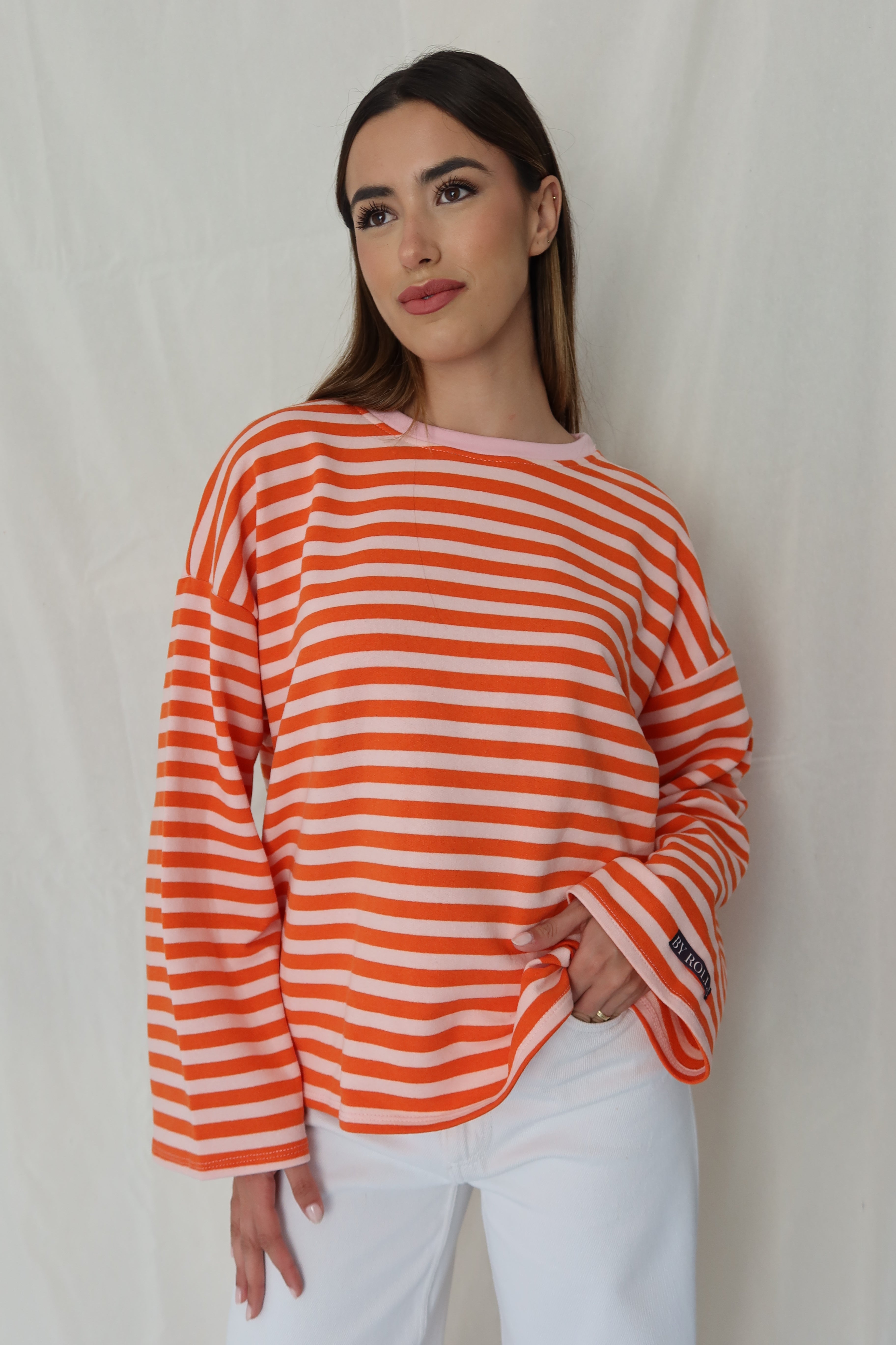 Sudadera Rayas Rosa/Naranja Personalizable