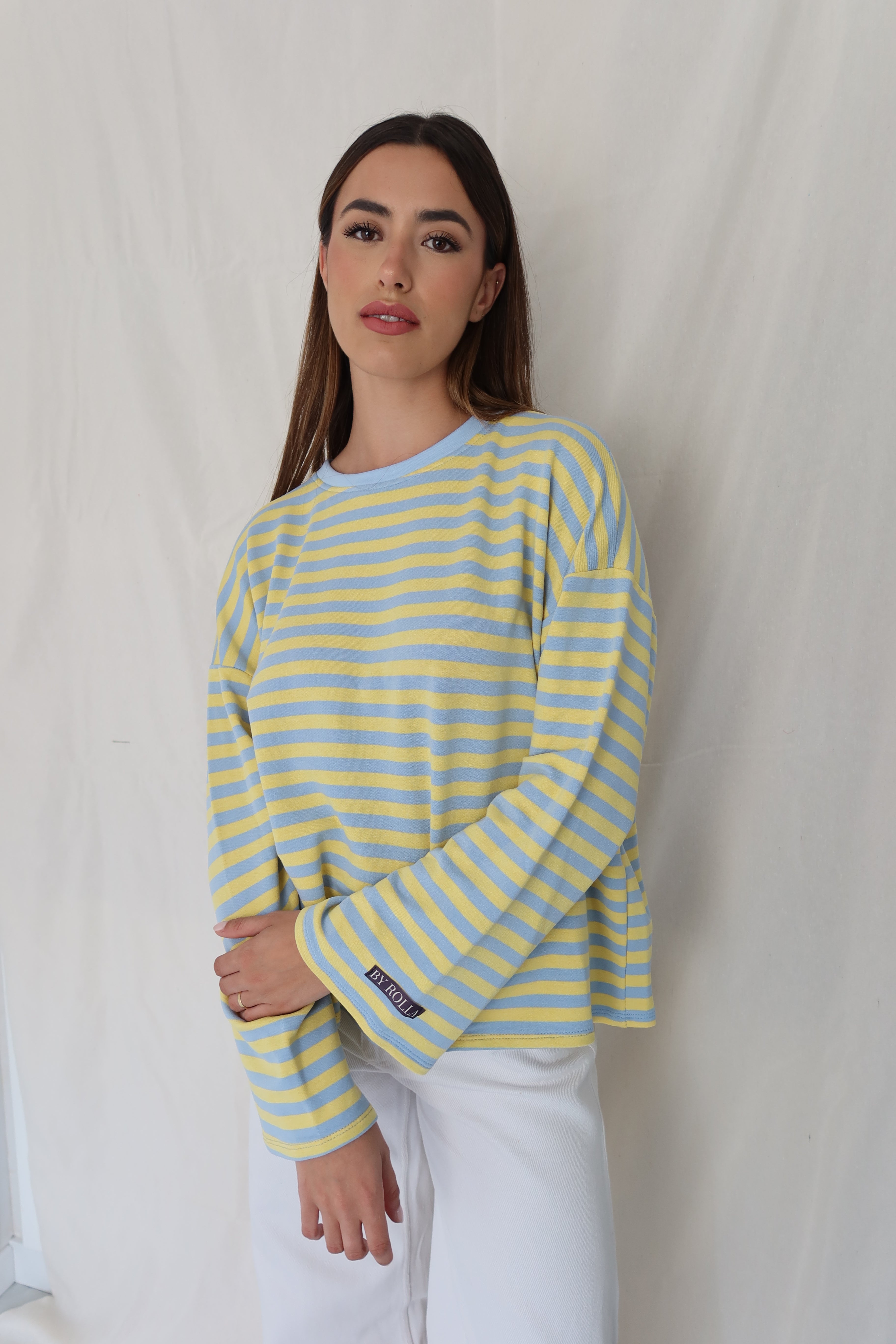 Sudadera Rayas Azul/Amarillo Personalizable